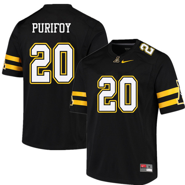 Men #20 A'Darius Purifoy Appalachian State Mountaineers College Football Jerseys Sale-Black - Click Image to Close